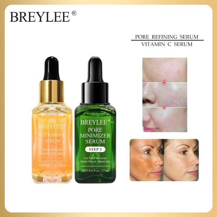 BREYLEE Serum làm trắng da với vitamin c thu nhỏ lỗ chân lông loại bỏ đốm đen tàn nhang se khít lỗ chân lông săn chắc da mặt - INTL