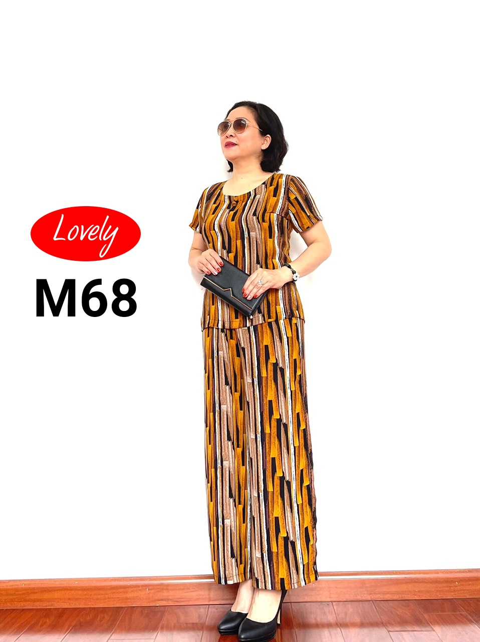 2021 Bộ Quần Áo Lụa Hàn Châu Tay Ngắn Cho Tuổi Trung Niên Cho Bà, Cho Mẹ Họa Tiết Cực Đẹp (M68-M73)