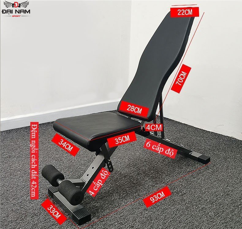 Ghế Tập Tạ Đa Năng Điều Chỉnh Độ Dốc AC-5003 Chịu Lực 200kg Chính Hãng Đại Nam Sport
