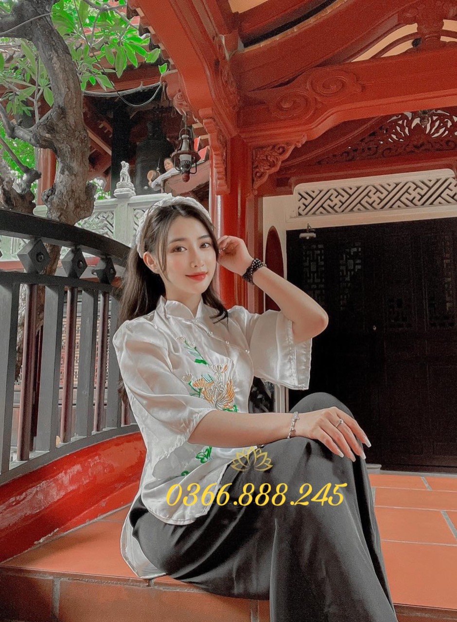 Set đồ lam đi chùa chất vải lụa cao cấp l14