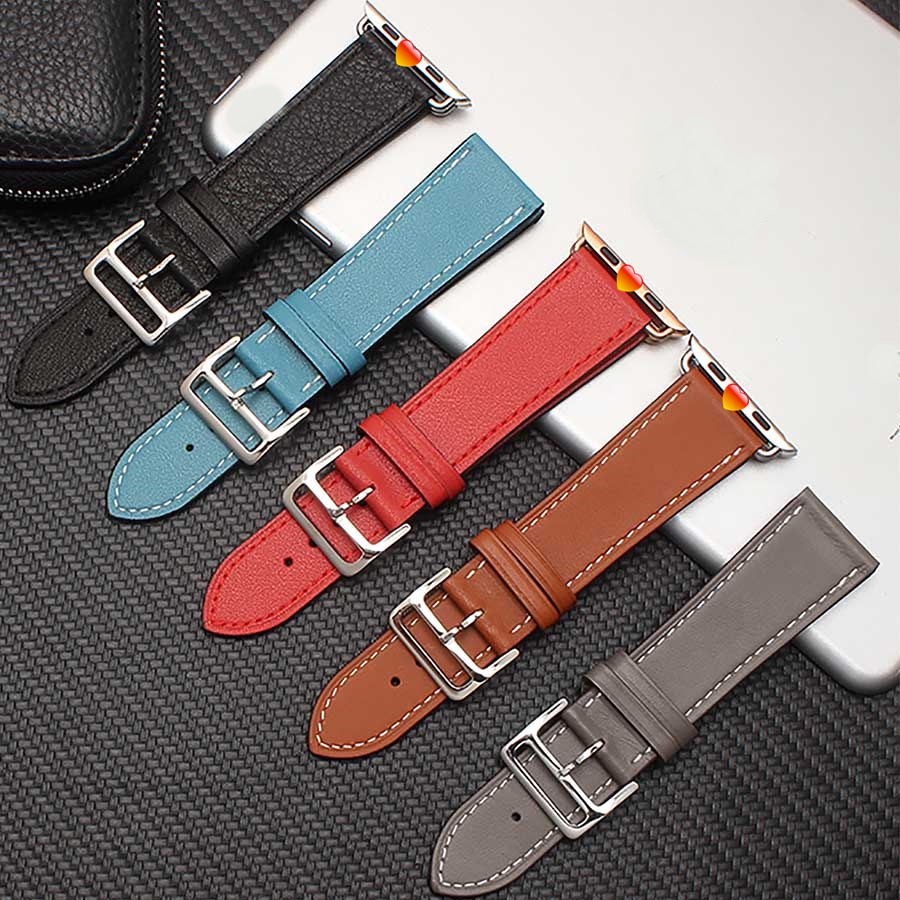 Dây da thay thế cho đồng hồ AppleWatch seri 11/10/9/8/7/6/5/4/3/2/1/SE, đồng hồ T700, T800, Mini, logo táo... Fullsize 38/40/41/42/44/45/46/49mm