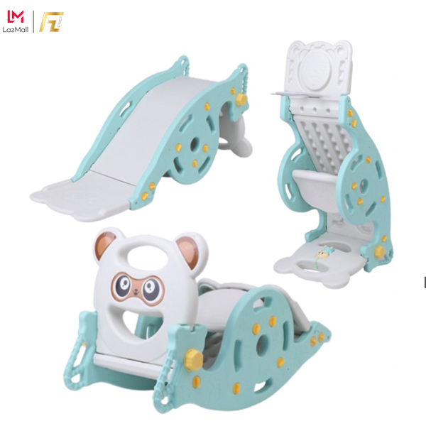 Cầu trượt bập bênh chính hãng fuzy 3 in 1 cầu trượt, bập bênh, ném bóng rổ đồ chơi thông minh cho bé