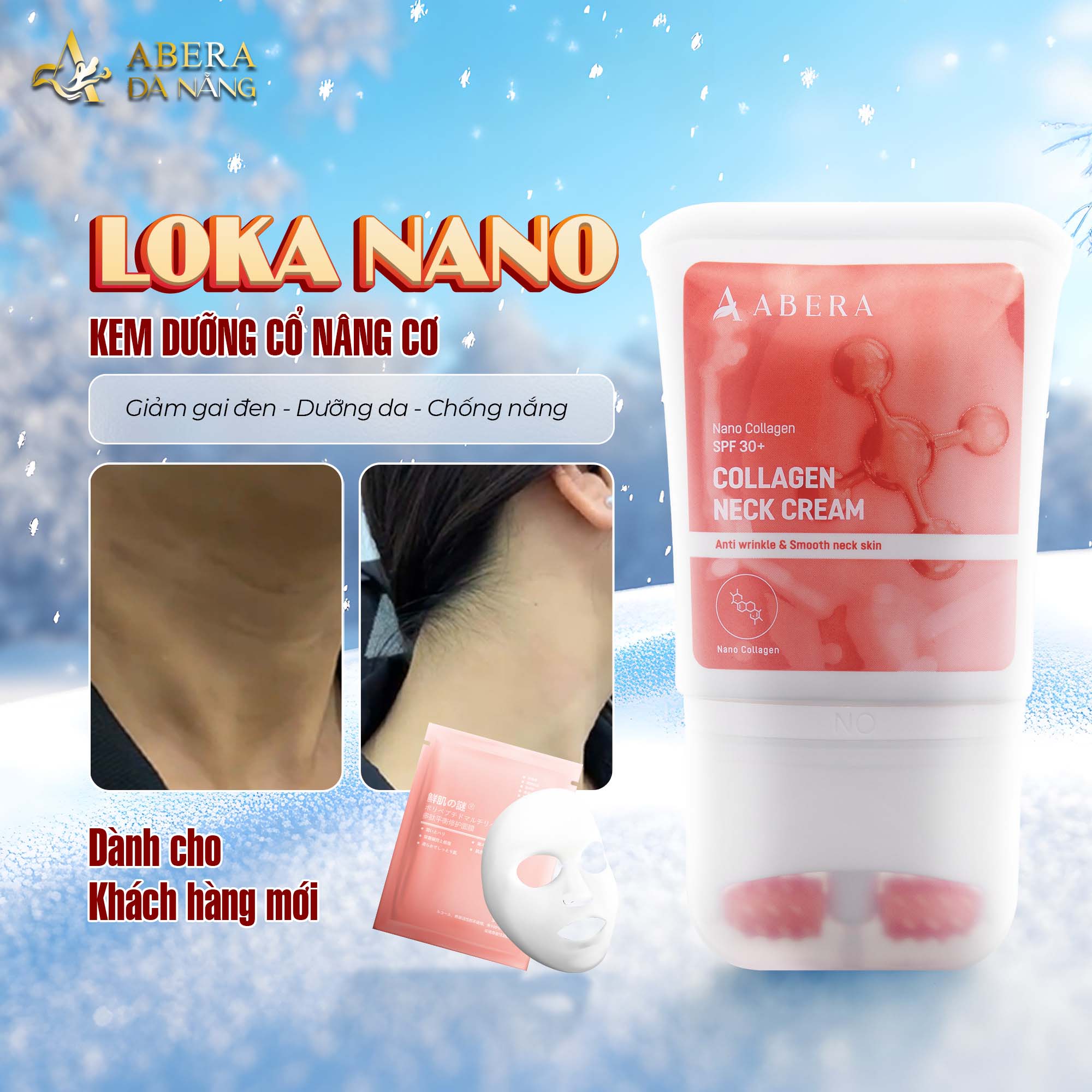 Kem Dưỡng Cổ Abera Loka Nano | Giảm gai đen, da trắng sáng, giảm nếp nhăn, Hàng chính hãng