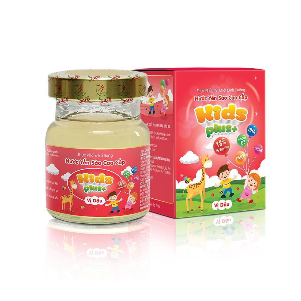18% Tổ yến - COMBO 6 HŨ NƯỚC YẾN SÀO CHO TRẺ EM THƯƠNG HIỆU SACONEST -NƯỚC YẾN SÀO KIDS PLUS 18% TỔ YẾN - VỊ DÂU - 70ML/LỌ