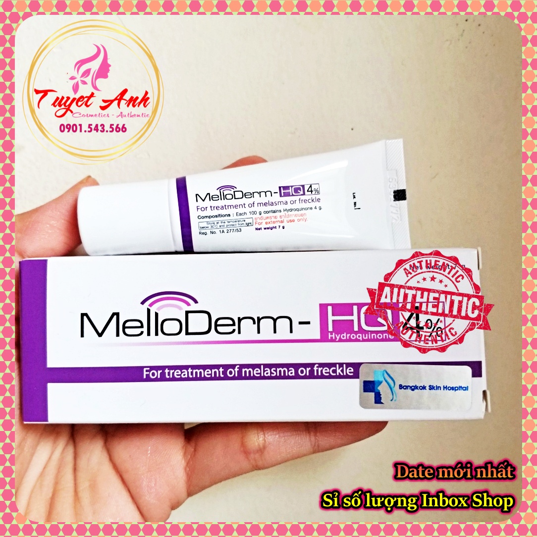 [HCM]MelloDerm Hq 4% 7g (Auth - date mới) - Kem giảm nám tàn nhang đồi mồi thâm mụn