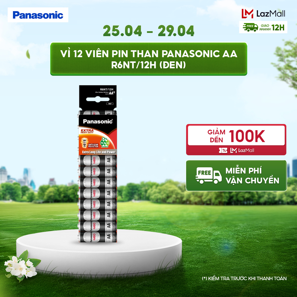 Vỉ 12 viên Pin Than Panasonic AA R6NT/12H (Đen) – Hàng Chính Hãng