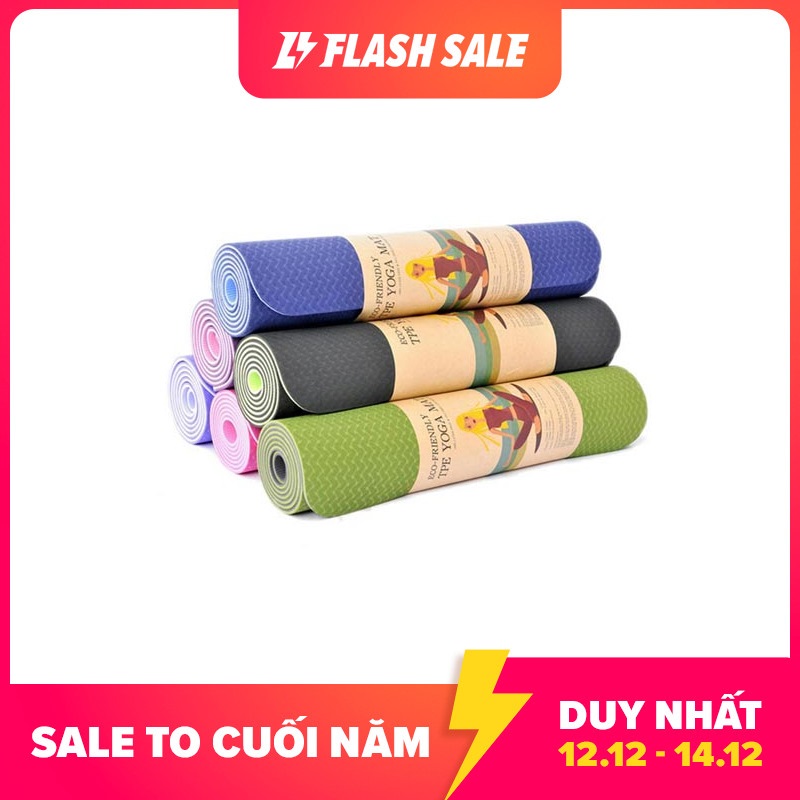 Thảm tập yoga TPE 2 lớp 6mm tặng kèm túi đựng thảm, thảm tập yoga chống trơn trượt, thảm tập yoga cao cấp, thảm tập yoga TPE 2 lớp, thảm tập yoga cao su non TPE, thảm tập yoga 2 lớp -Shoptuankiet