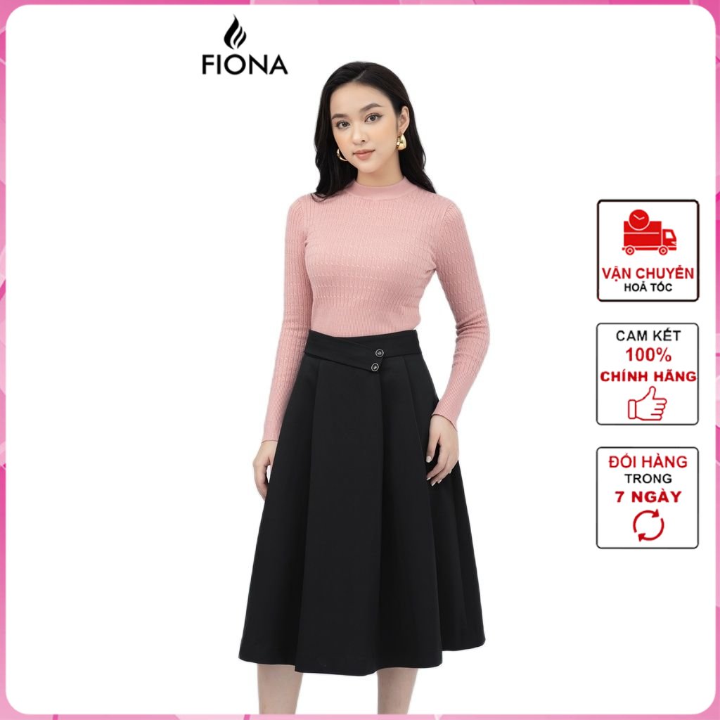 Áo len nữ cổ cao 3 phân dệt vặn thừng fiona f851229