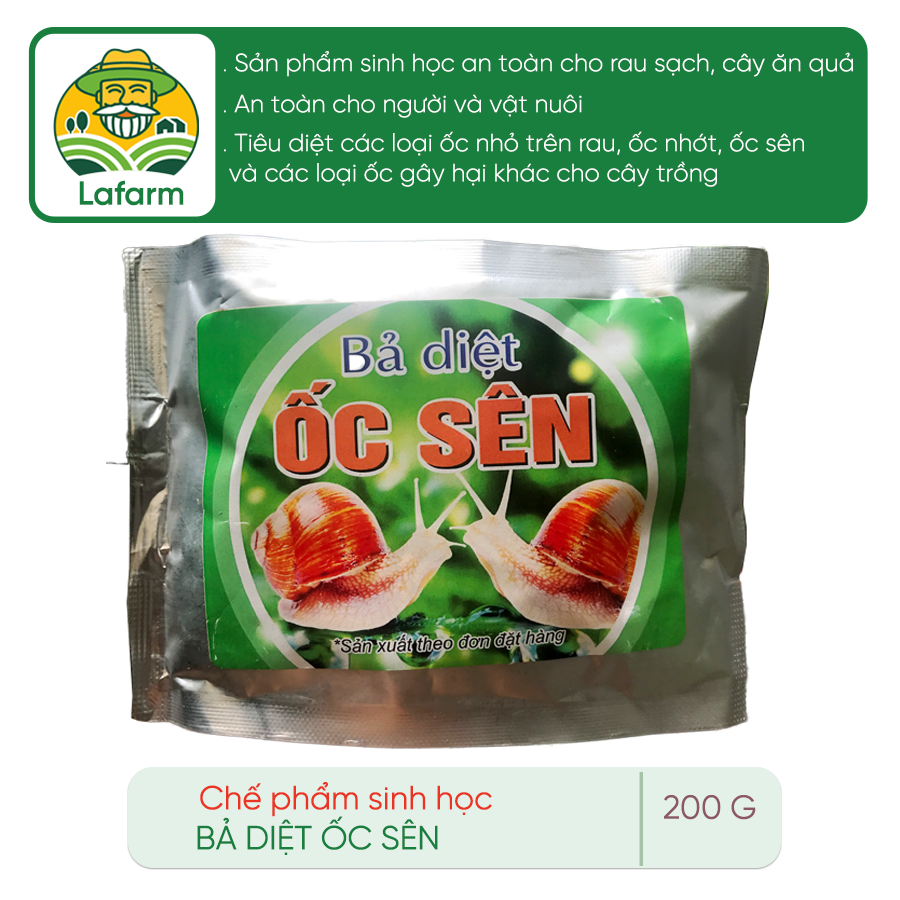 Chế phẩm sinh học bả Diệt ốc sên dùng cho rau màu sạch, các loại cây trồng, an toàn cho người và vật nuôi - Lafarm Nông Nghiệp Hữu Cơ