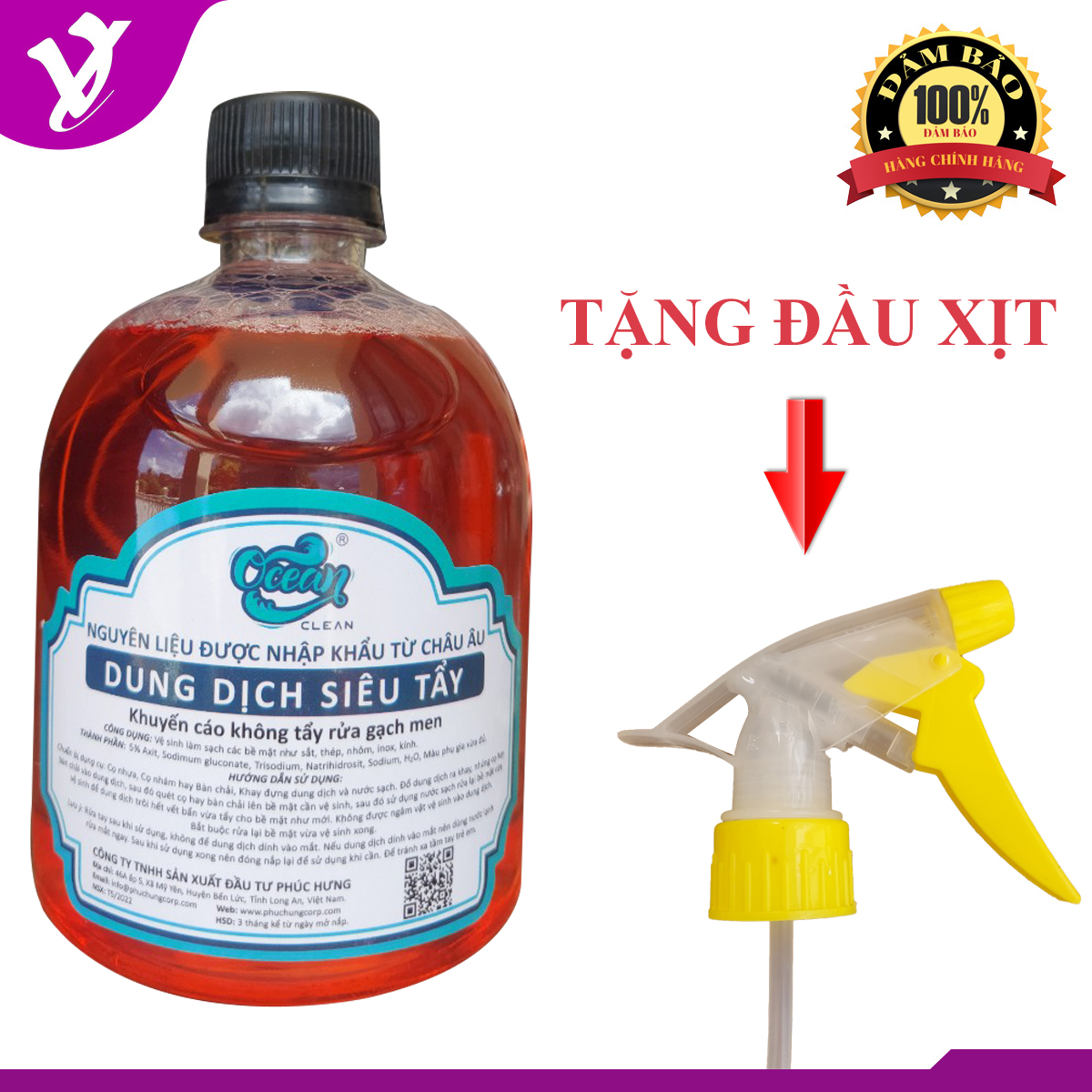 Dung dịch rửa xe không chạm ocean 500ml, chuyên tẩy rỉ sét lốc máy , kim loại...