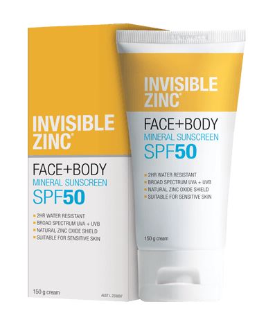 Kem chống nắng vật lý dùng được cho bà bầu Invisible Zinc SPF 50+ Face and Body 75g Úc