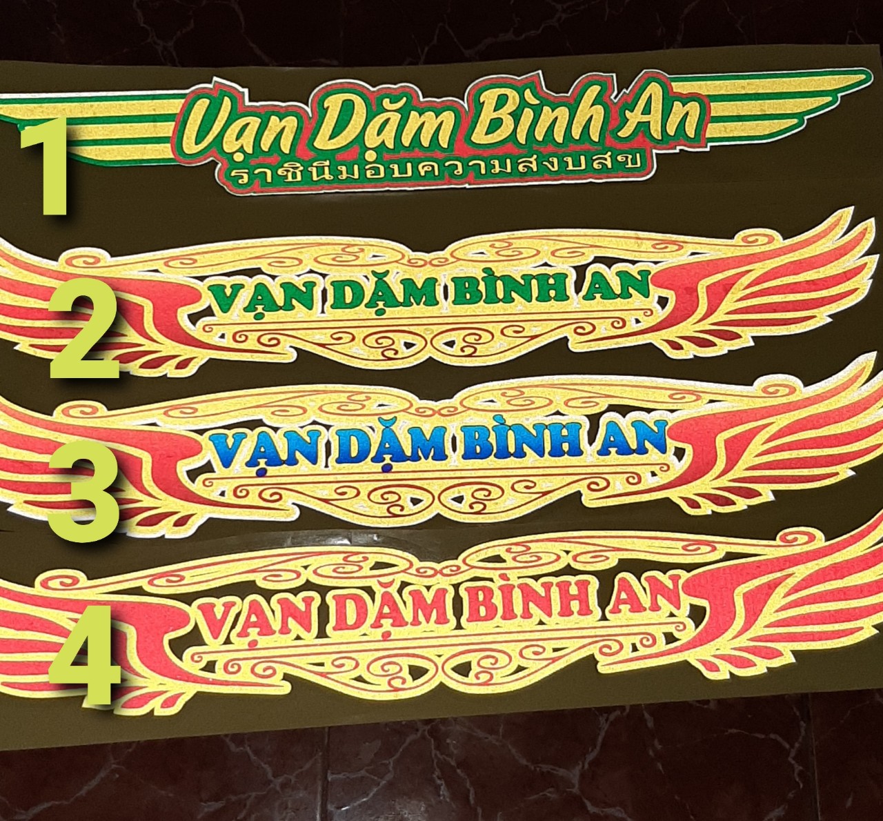 Tem dán phản quang chữ vạn dặm bình an