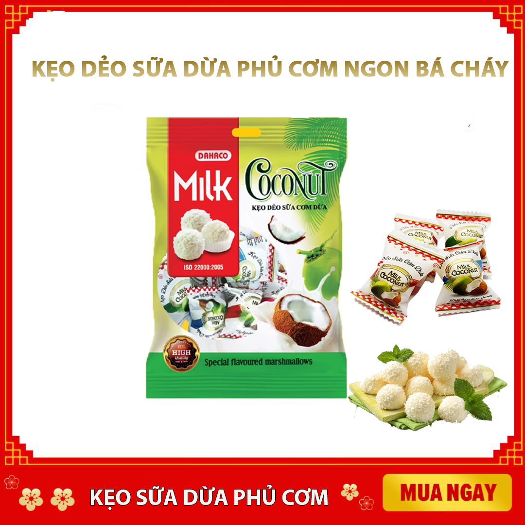 Kẹo dẻo sữa phủ cơm Dừa(400g)- bánh kẹo đồ ăn vặt - tết