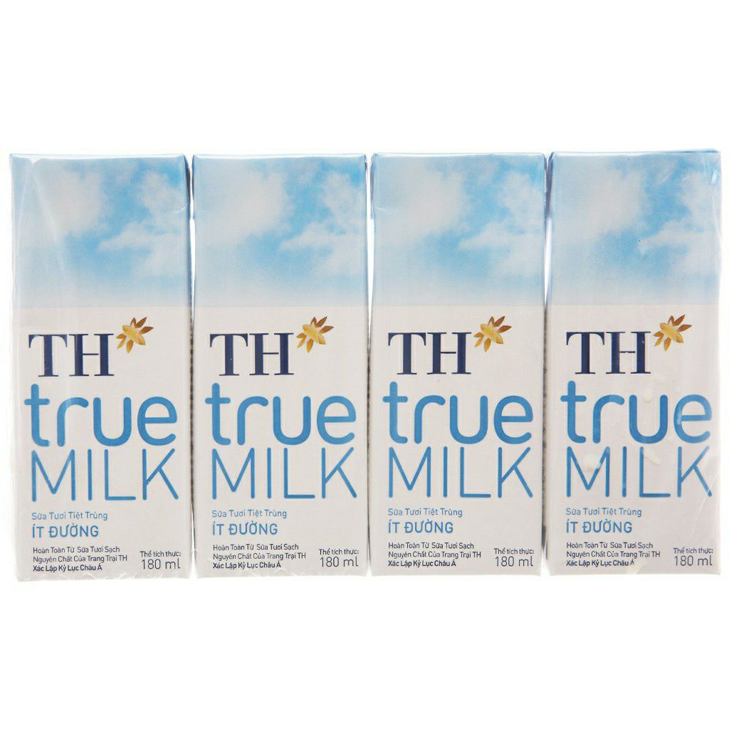 Sữa TH true milk ít đường thùng 180ml 48 hộp