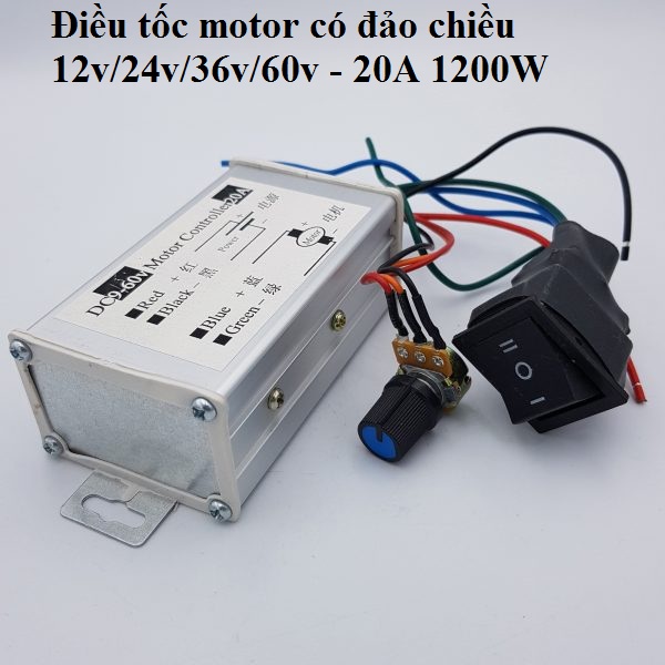 Bộ điều khiển tốc độ động cơ dc 6v 12v 24v 20a 1200w công tắc đảo chiều điều chỉnh tốc độ pwm