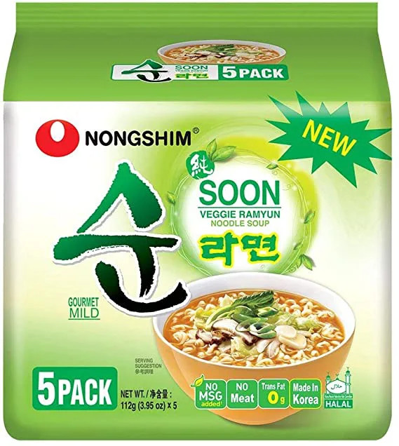 lốc 5 Gói  Mì CHAY Hàn Quốc Soon Veggie Nongshim 112g gói