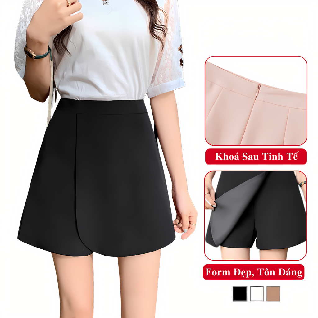 Quần váy chữ a madela cạp cao xẻ tà siêu tôn dáng