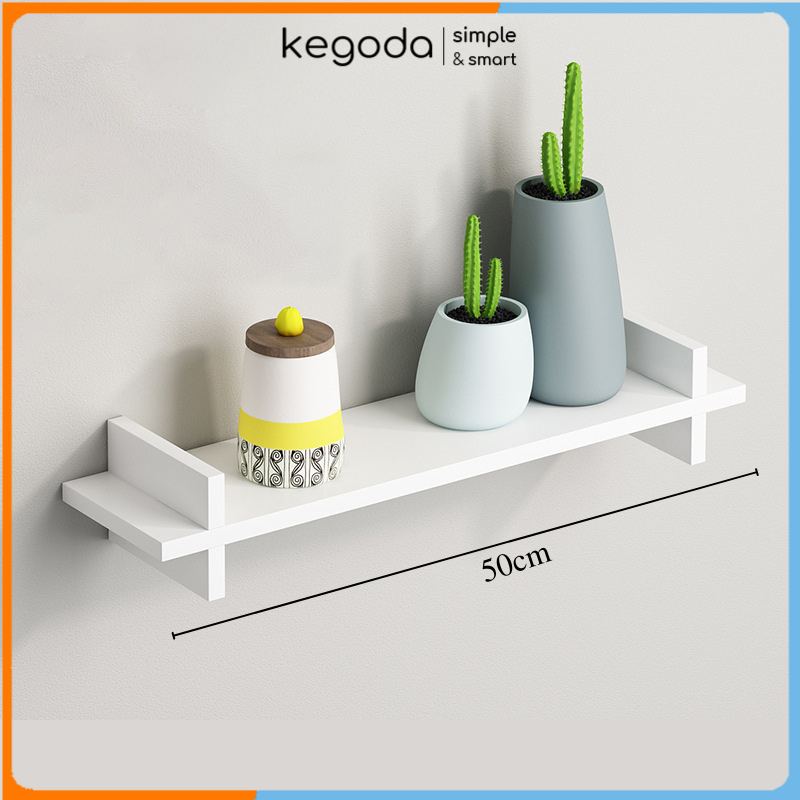 Kệ Gỗ Trang Trí Dấu Thăng Treo Tường Không Cần Khoan Kegoda, Kích Thước Ngang 50cm x Cao 10cm x Sâu 15cm, Nhiều Màu