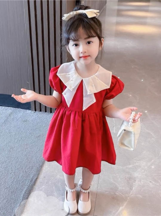 Đầm bé gái đỏ đính ngọc