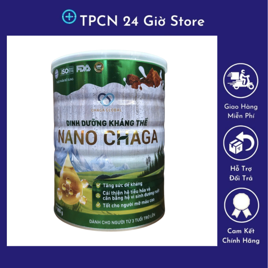 Bột uống dinh dưỡng kháng thể Nano Chaga - Thực phẩm dùng cho người từ 3 tuổi trở lên -  Lọ 800g