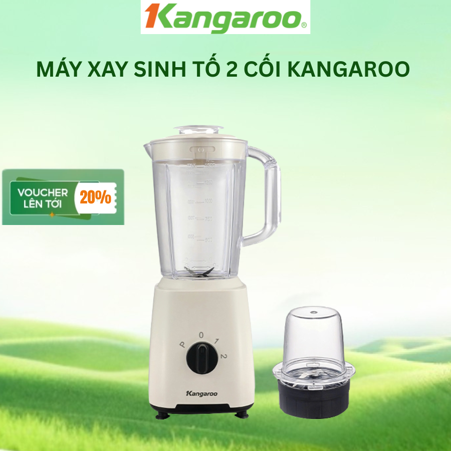 Máy xay sinh tố đa năng 2 cối Kangaroo KGBL2G1E - Công suất 500W - BH 1 năm