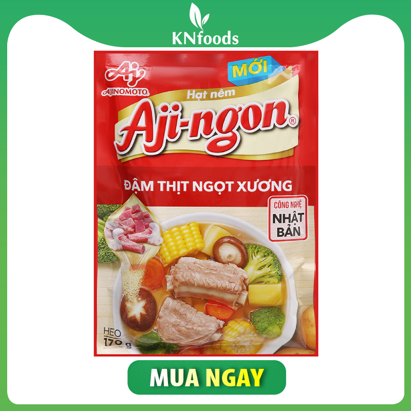 Hạt nêm Aji-ngon gói 170g, đậm thịt ngọt xương