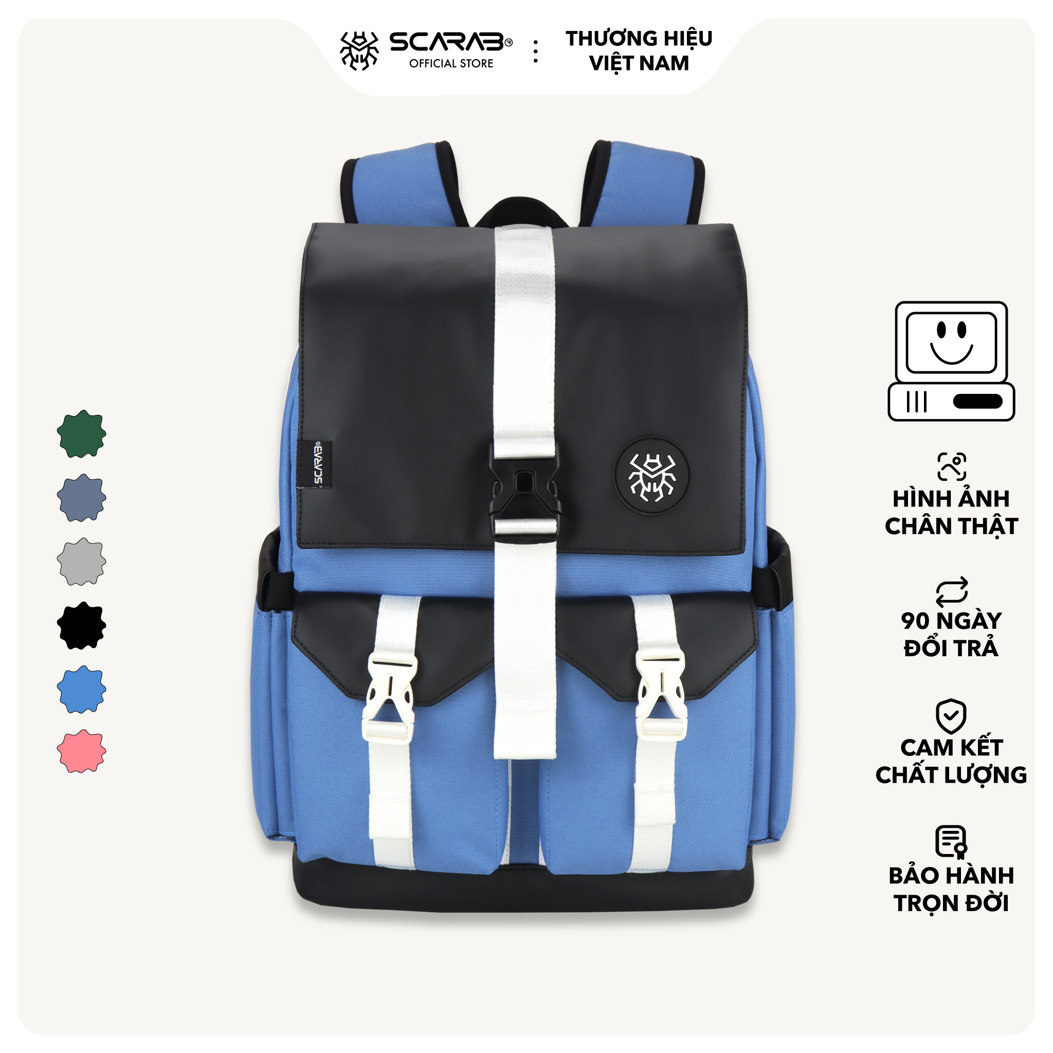 Balo size lớn scarab - sturdy backpack unisex - logo tròn