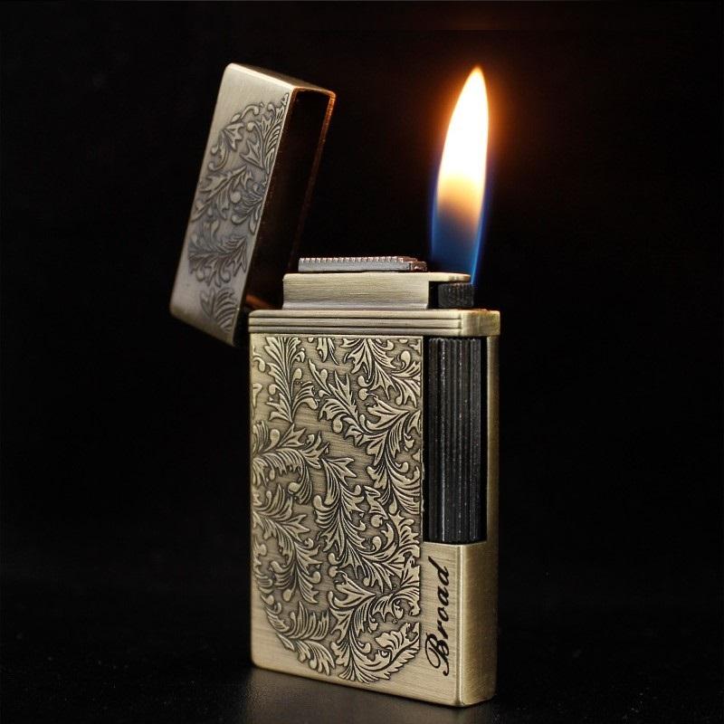 Bật Lửa Gas Kiểu Dupont Khắc Hoa Văn 2 mặt FJ 313