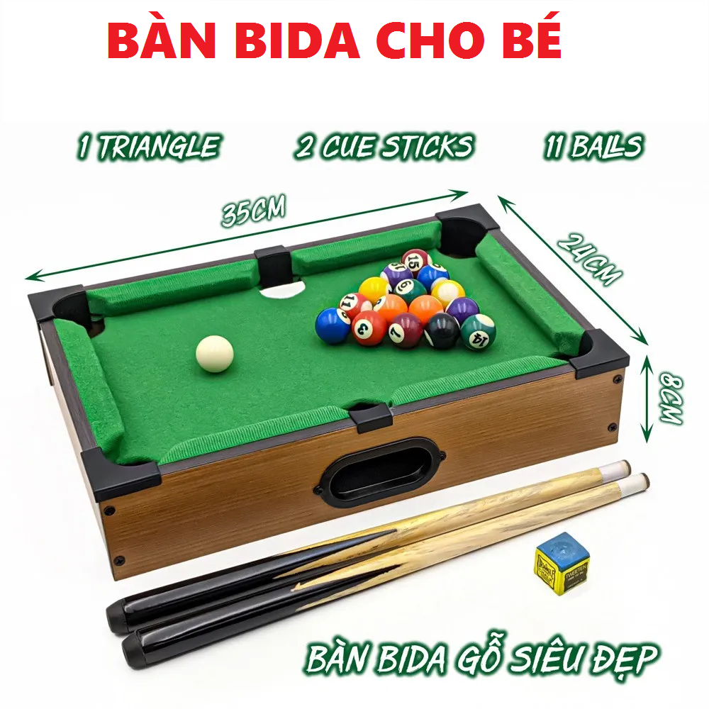 Bàn bida mini bằng gỗ size lớn đồ chơi trẻ em vận động thông minh