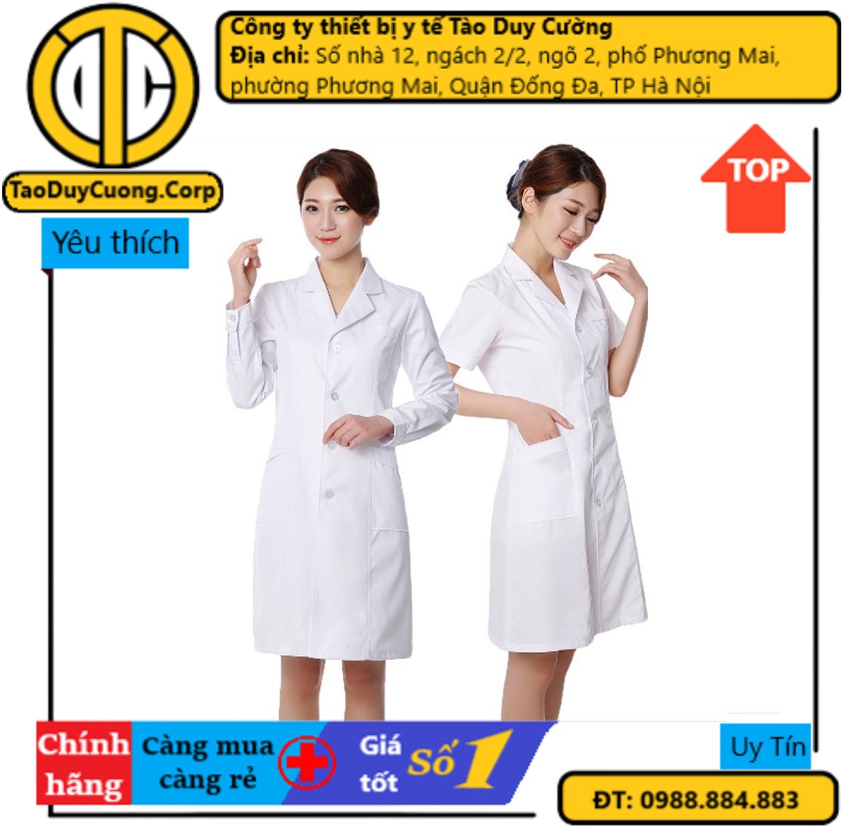  Áo blouse nữ tay cộc dáng dài cao cấp  áo blue bác sĩ dược sĩ phòng thí nghiệm thẩm mỹ viện...  