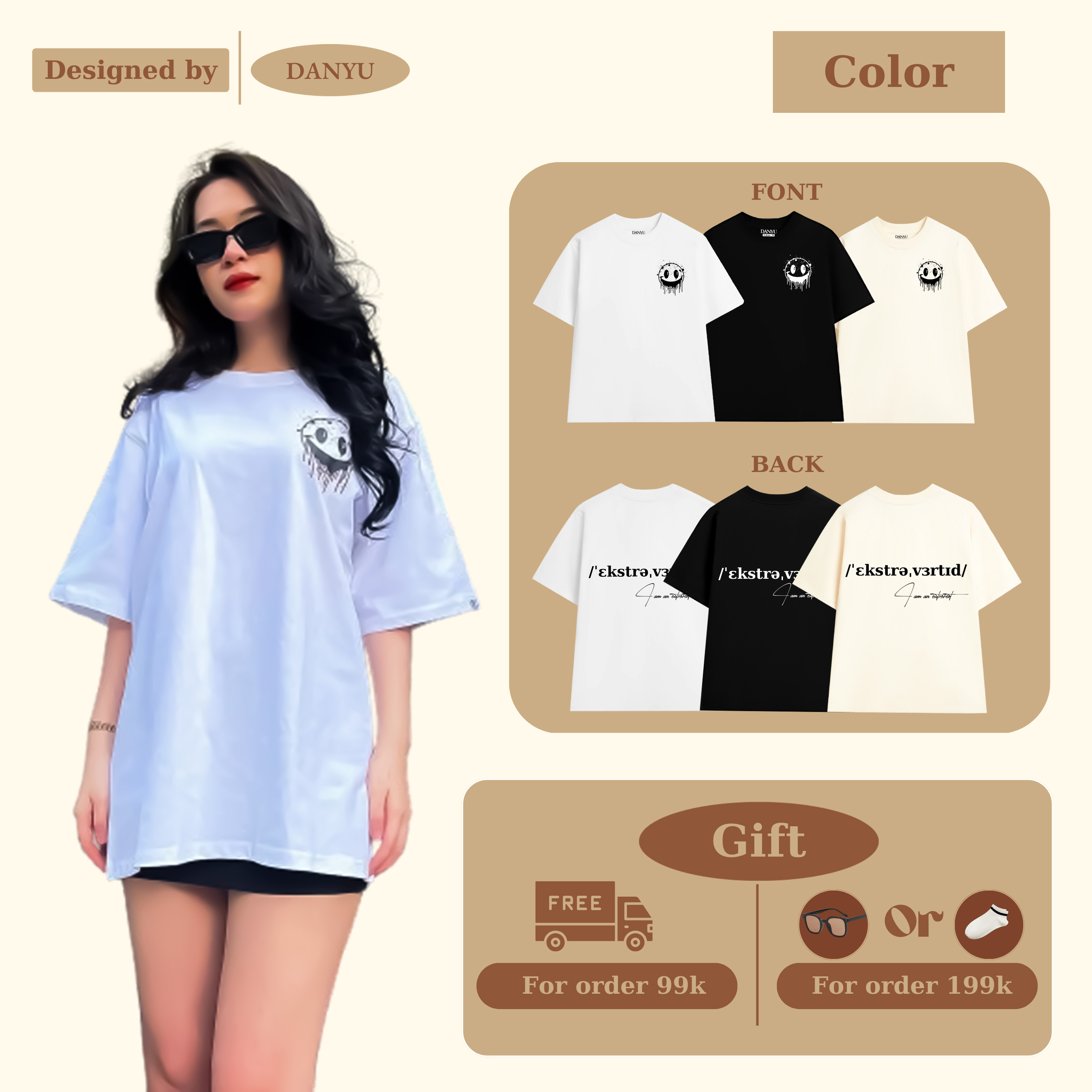 Áo thun danyu nam nữ oversized basic phong cách hàn quốc áo thun unisex form rộng chất cotton thoáng mát