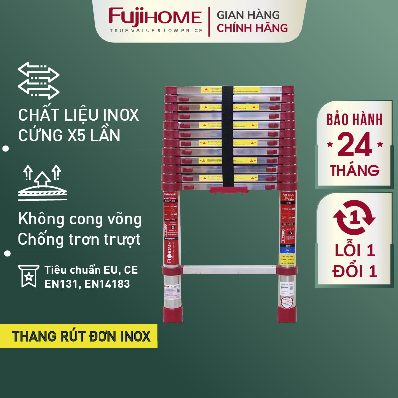 Ladder stainless steel single drawn folding compact 3,8M-5,5m genuine fujihome import, elevator single drawn multi-purpose stowed family