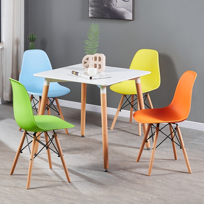 Ghế eames chân gỗ đan thép màu trắng phong cách hiện đại, ghế cafe làm việc văn phòng, ghế eames nhập khẩu