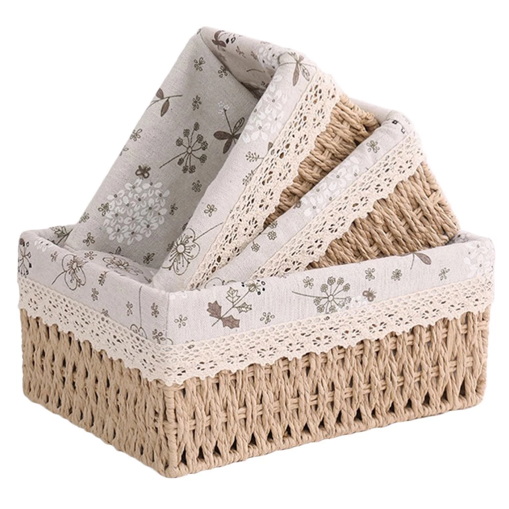 Hộp để đồ để máy tính bàn Mỹ phẩm Chìa khóa Đồ ăn nhẹ Bàn trà Tạp hóa Phòng khách Đồ dùng trong nhà Khung đựng đồ mây tre đan