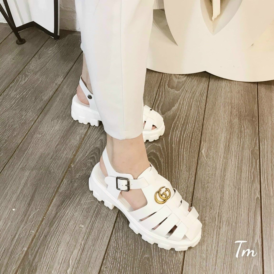 Giày sandal nữ- sandal rọ mũi gu chị độn đế 5cm-g886