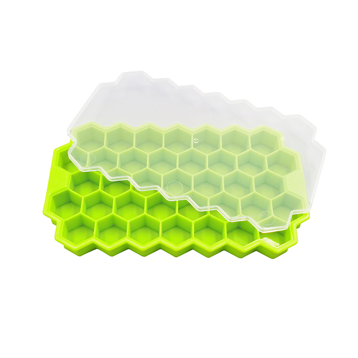 Combo 3 Khay đá tổ ong 37 ô, khay đá silicon siêu dẻo dễ dàng vặn xoắn lấy nước đá, khay đá tổ ong ô làm đá hình lục giác