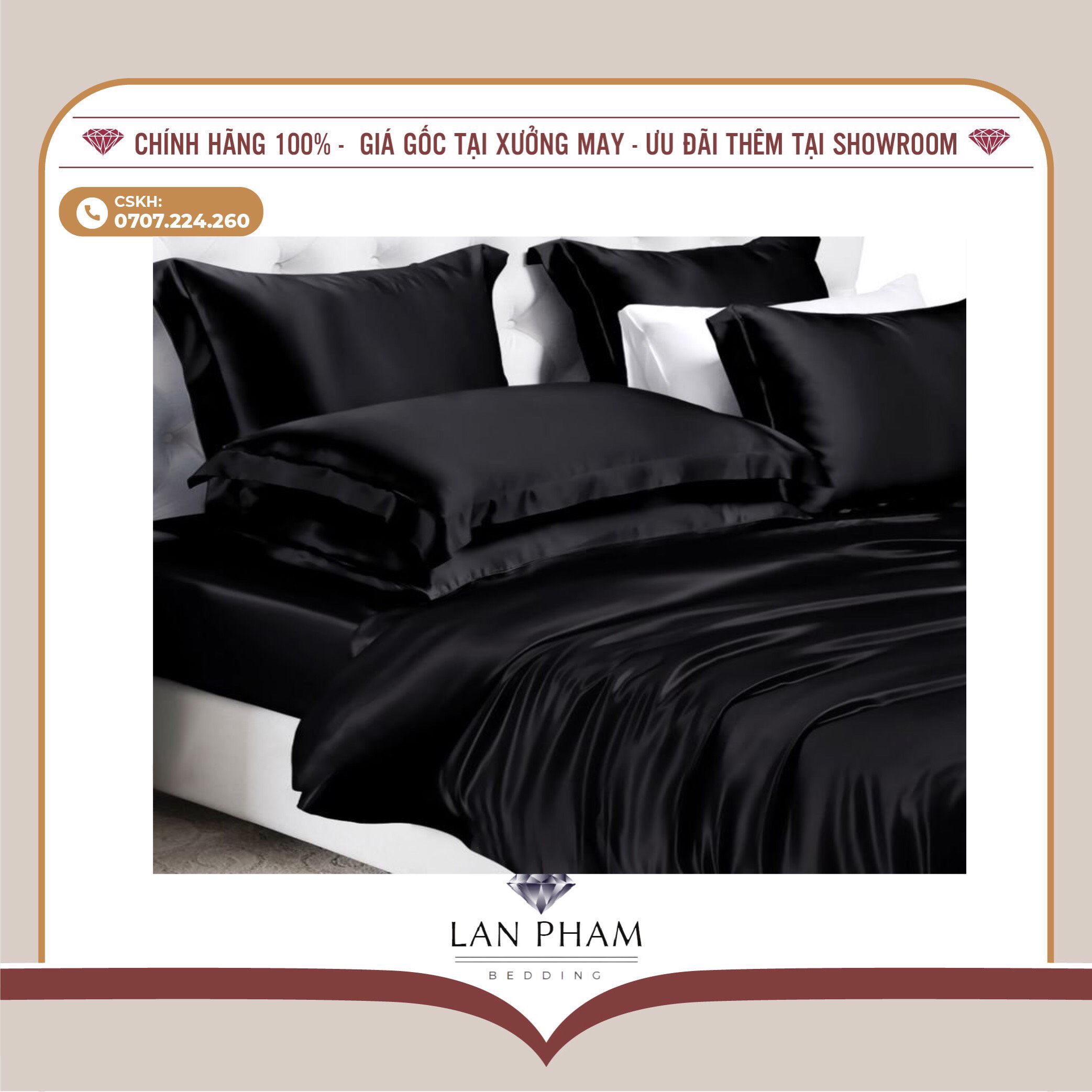 Trọn bộ chăn ga gối phi lụa màu đen lan bedding hàng loại 1 mát, mềm mại