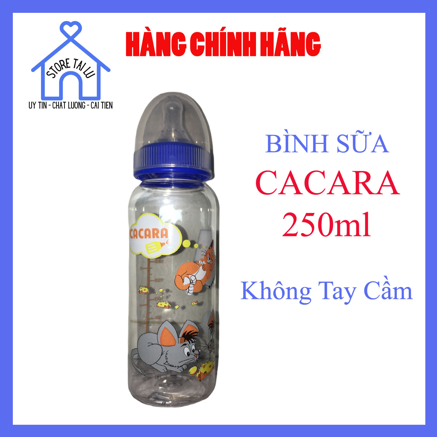 Bình sữa cacara 250ml không tay cầm _ nhiều hình ngẫu nhiên - store tài lư