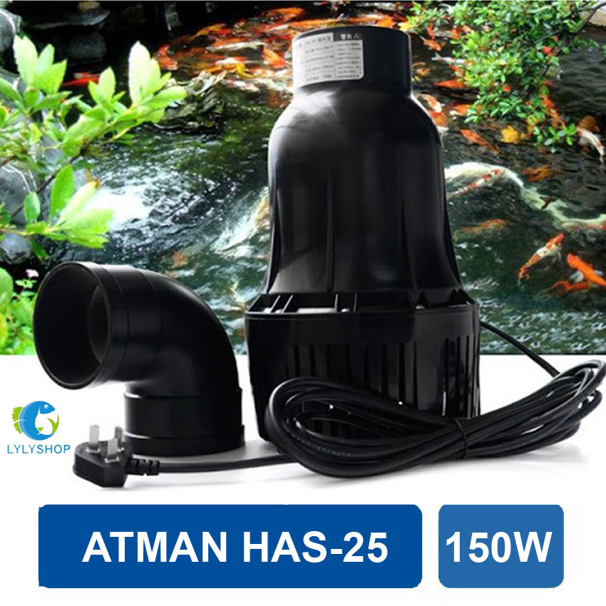 Máy bơm nước atman has25 150w - 25000l/h cao cấp, dùng bơm lọc nước hồ cá, bể cá, tiểu cảnh, hòn non bộ. bh uy tín