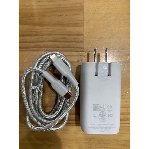 Original bộ cáp sạc nhanh belkin 30w+ cáp usb-c to lightning bọc dù 1.5m