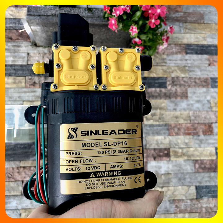 Máy rửa xe mini bơm đôi cực mạnh sinleader và nguồn tổ ong 12v-10a