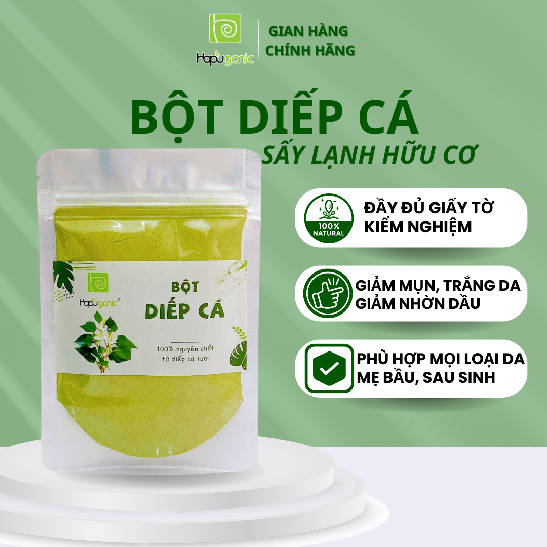 [HCM]Bột Diếp Cá Thiên Nhiên HaPu Organic Bột Thiên Nhiên Đắp Mặt Sáng Da Mịn Da Ngừa mụn An toàn khi sử dụng