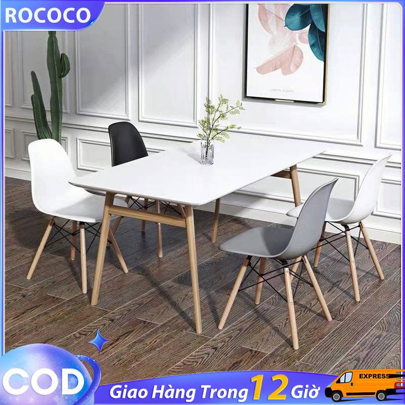 Rococo Ghế eames làm việc giá rẻ chân gỗ Sồi giằng sắt chịu lực đến 250kg