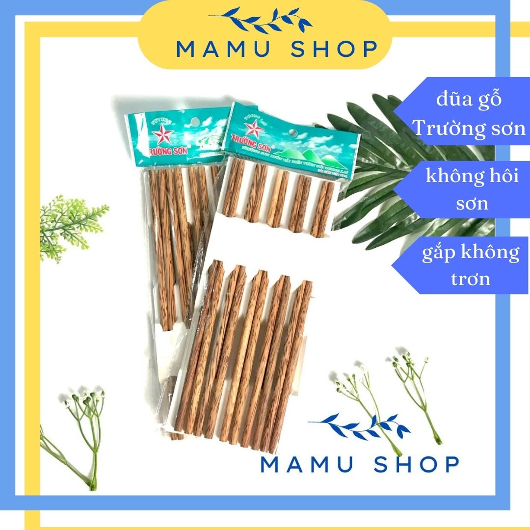 Đũa ăn cơm cao cấp đũa gỗ dừa Trường sơn Mamu shop gắp không trơn không hôi mùi sơn M21D