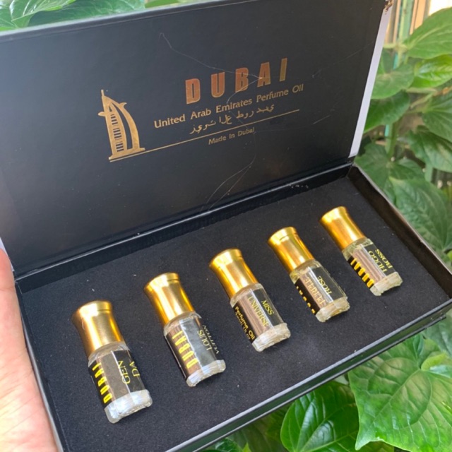 Tinh dầu nước hoa Dubai dạng lăn mini set 5 chai mỗi chai 5ml, Tinh Dầu Dubai Chính Hãng Tester, Hương thơm dịu nhẹ đầy lôi cuốn