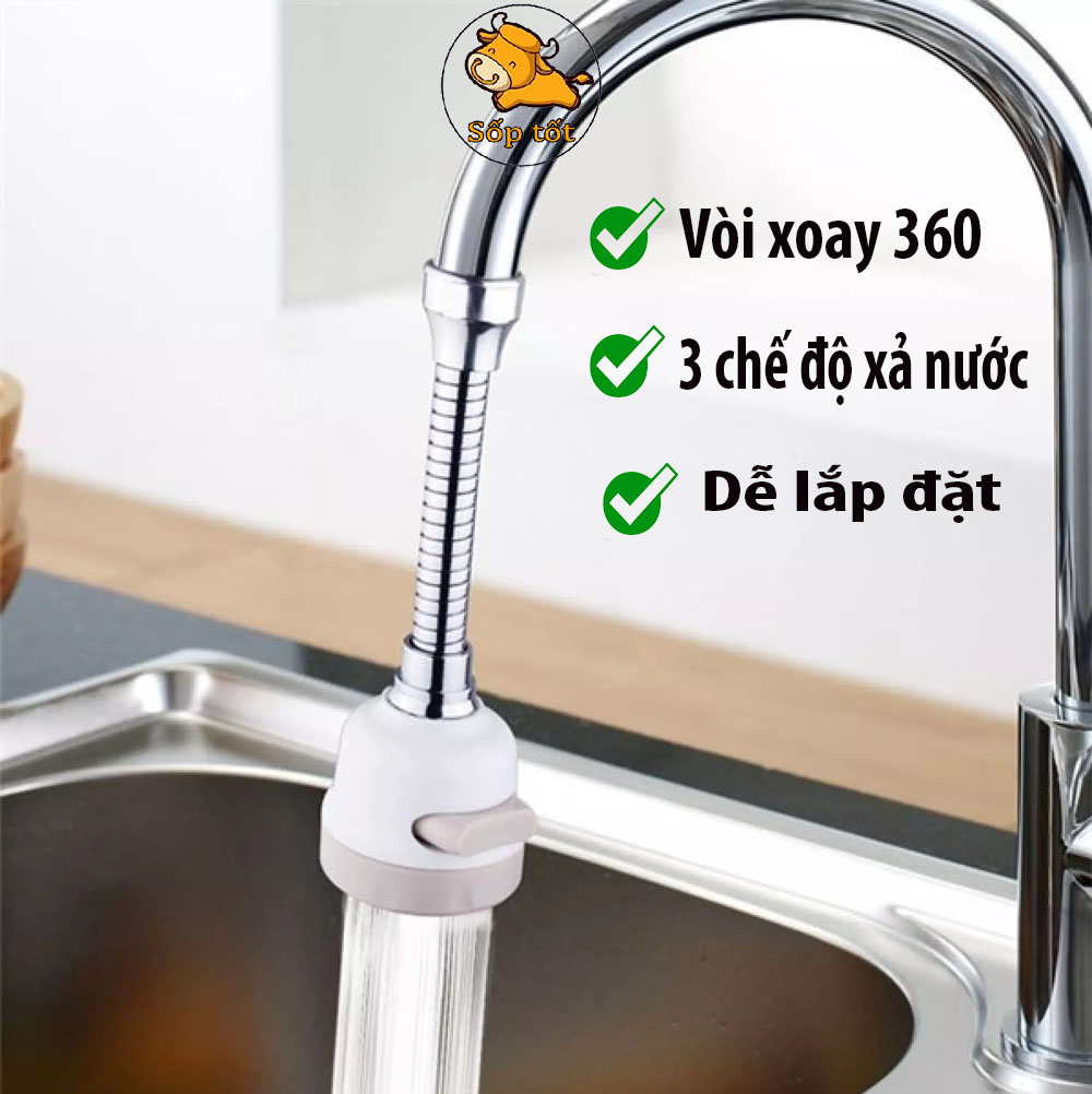 Voi nuoc rua chen xoay 360 độ tăng áp 3 chế độ xịt sử dụng bếp GD133