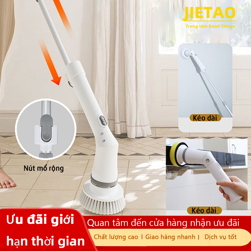 JIETAO Bàn chải làm sạch 6 trong 1Bàn chải làm sạch điệnBàn chải điện đa chức năng có thể làm sạch mọi nơi trong nhà