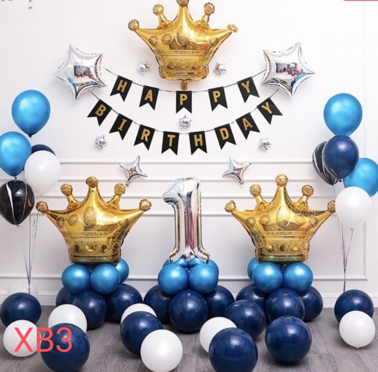 Set trang trí sinh nhật, set bóng trang trí sinh nhật tại nhà cho bé, tặng bơm + keo dán bóng