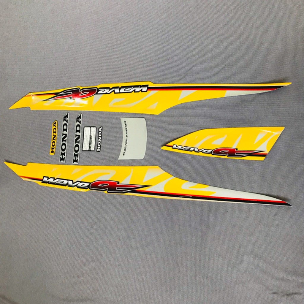 Nguyên bộ tem rời 3 lớp zin thái dán xe máy Honda Wave alpha 2011 màu vàng