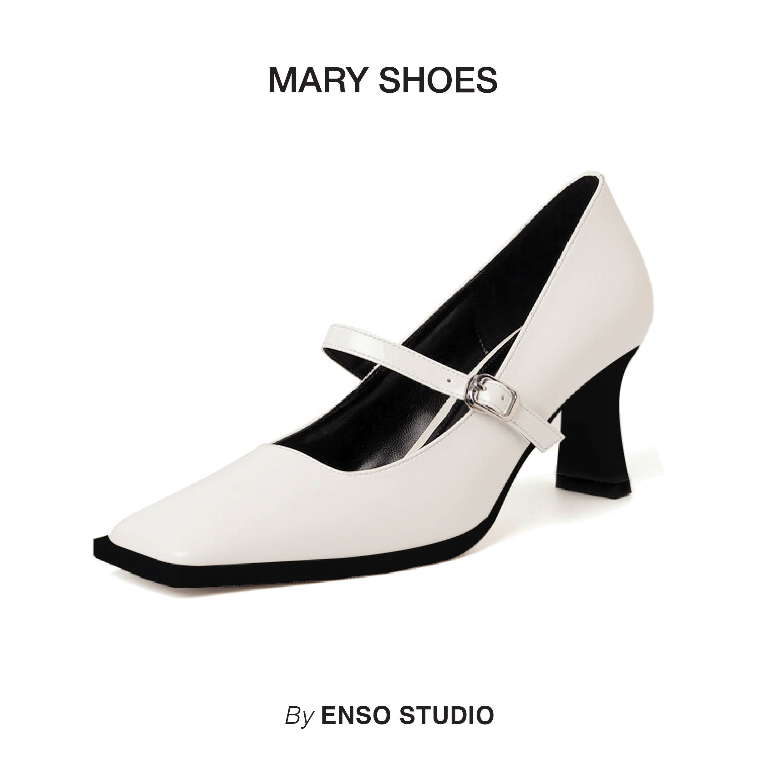 ENSo - Giày mary jane da thật nữ MARY màu trắng